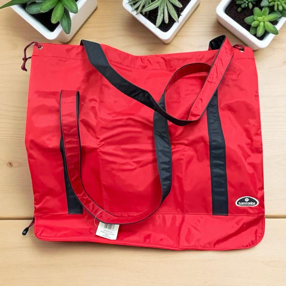 Samsonite Oceanside Beach Tote Bag Red Packable Mesh Bottom Travel Trolley Slv